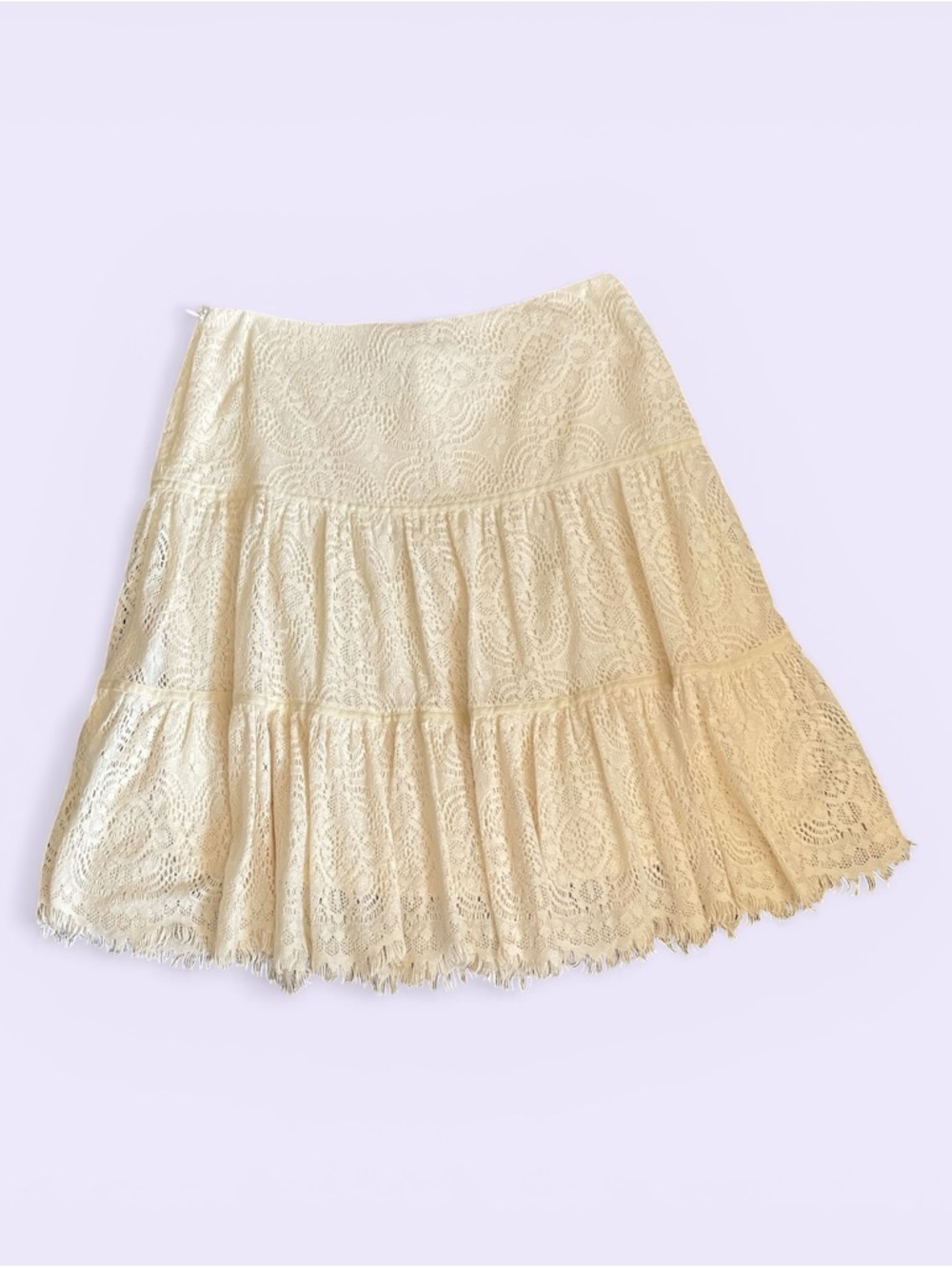 Harold's Vintage Cream Lace Tiered Skirt, size 10